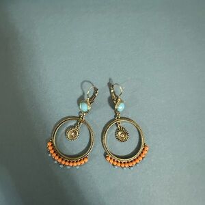 Elegant Gold and Orange Hoop Earrings